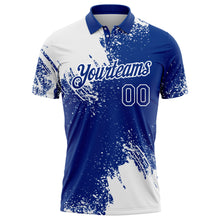 Load image into Gallery viewer, Custom White Royal 3D Pattern Design Abstract Brush Stroke Performance Polo Shirt
