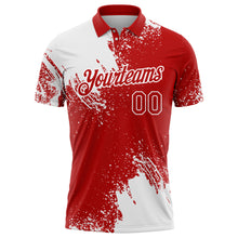Load image into Gallery viewer, Custom White Red 3D Pattern Design Abstract Brush Stroke Performance Polo Shirt
