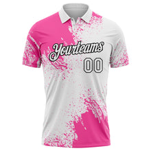 Load image into Gallery viewer, Custom Pink White-Black 3D Pattern Design Abstract Brush Stroke Performance Polo Shirt
