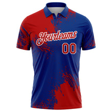 Load image into Gallery viewer, Custom Red Royal-White 3D Pattern Design Abstract Brush Stroke Performance Polo Shirt
