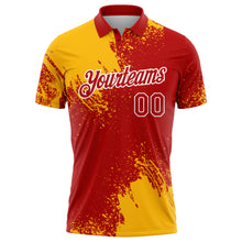 Load image into Gallery viewer, Custom Gold Red-White 3D Pattern Design Abstract Brush Stroke Performance Polo Shirt
