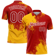 Load image into Gallery viewer, Custom Gold Red-White 3D Pattern Design Abstract Brush Stroke Performance Polo Shirt
