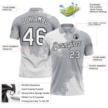 Load image into Gallery viewer, Custom White Gray-Black 3D Pattern Design Abstract Brush Stroke Performance Polo Shirt
