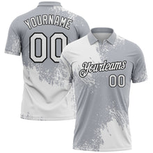 Load image into Gallery viewer, Custom White Gray-Black 3D Pattern Design Abstract Brush Stroke Performance Polo Shirt
