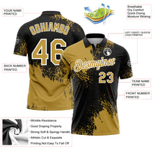 Load image into Gallery viewer, Custom Old Gold Black-White 3D Pattern Design Abstract Brush Stroke Performance Polo Shirt
