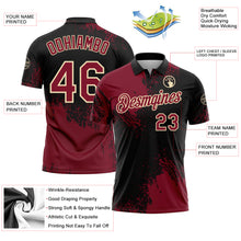 Load image into Gallery viewer, Custom Crimson Black-Cream 3D Pattern Design Abstract Brush Stroke Performance Polo Shirt
