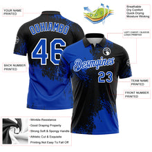 Load image into Gallery viewer, Custom Thunder Blue Black-White 3D Pattern Design Abstract Brush Stroke Performance Polo Shirt
