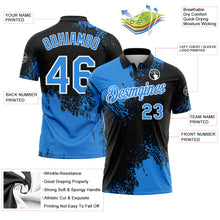 Load image into Gallery viewer, Custom Powder Blue Black-White 3D Pattern Design Abstract Brush Stroke Performance Polo Shirt
