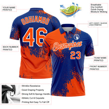 Load image into Gallery viewer, Custom Orange Royal-White 3D Pattern Design Abstract Brush Stroke Performance Polo Shirt
