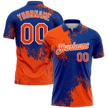 Load image into Gallery viewer, Custom Orange Royal-White 3D Pattern Design Abstract Brush Stroke Performance Polo Shirt
