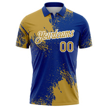Load image into Gallery viewer, Custom Old Gold Royal-White 3D Pattern Design Abstract Brush Stroke Performance Polo Shirt
