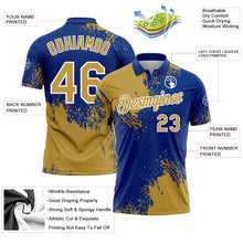 Load image into Gallery viewer, Custom Old Gold Royal-White 3D Pattern Design Abstract Brush Stroke Performance Polo Shirt
