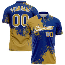 Load image into Gallery viewer, Custom Old Gold Royal-White 3D Pattern Design Abstract Brush Stroke Performance Polo Shirt
