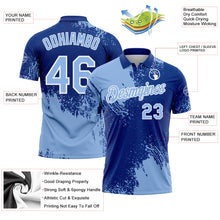 Load image into Gallery viewer, Custom Light Blue Royal-White 3D Pattern Design Abstract Brush Stroke Performance Polo Shirt
