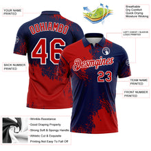 Load image into Gallery viewer, Custom Red Navy-White 3D Pattern Design Abstract Brush Stroke Performance Polo Shirt
