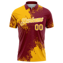 Load image into Gallery viewer, Custom Gold Crimson-White 3D Pattern Design Abstract Brush Stroke Performance Polo Shirt
