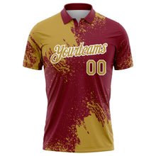Load image into Gallery viewer, Custom Old Gold Crimson-White 3D Pattern Design Abstract Brush Stroke Performance Polo Shirt

