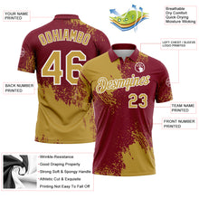 Load image into Gallery viewer, Custom Old Gold Crimson-White 3D Pattern Design Abstract Brush Stroke Performance Polo Shirt
