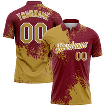 Load image into Gallery viewer, Custom Old Gold Crimson-White 3D Pattern Design Abstract Brush Stroke Performance Polo Shirt
