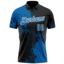 Load image into Gallery viewer, Custom Blue Black-White 3D Pattern Design Abstract Brush Stroke Performance Polo Shirt
