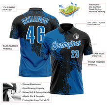 Load image into Gallery viewer, Custom Blue Black-White 3D Pattern Design Abstract Brush Stroke Performance Polo Shirt
