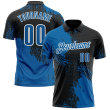 Load image into Gallery viewer, Custom Blue Black-White 3D Pattern Design Abstract Brush Stroke Performance Polo Shirt
