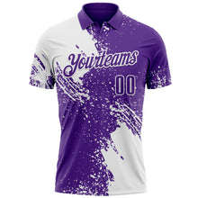 Load image into Gallery viewer, Custom White Purple 3D Pattern Design Abstract Brush Stroke Performance Polo Shirt
