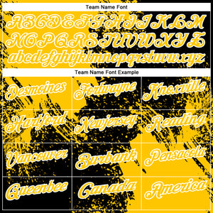 Custom Yellow Black-White 3D Pattern Design Abstract Brush Stroke Performance Polo Shirt