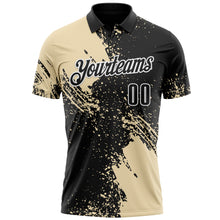 Load image into Gallery viewer, Custom Cream Black-White 3D Pattern Design Abstract Brush Stroke Performance Polo Shirt
