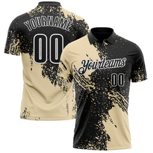 Load image into Gallery viewer, Custom Cream Black-White 3D Pattern Design Abstract Brush Stroke Performance Polo Shirt
