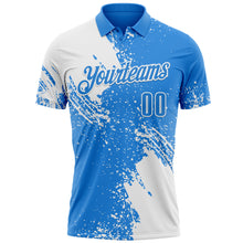 Load image into Gallery viewer, Custom White Powder Blue 3D Pattern Design Abstract Brush Stroke Performance Polo Shirt

