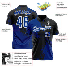 Load image into Gallery viewer, Custom Royal Black-White 3D Pattern Design Abstract Brush Stroke Performance Polo Shirt
