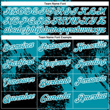 Load image into Gallery viewer, Custom Teal Black-White 3D Pattern Design Abstract Brush Stroke Performance Polo Shirt
