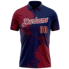 Load image into Gallery viewer, Custom Crimson Navy-White 3D Pattern Design Abstract Brush Stroke Performance Polo Shirt
