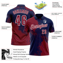 Load image into Gallery viewer, Custom Crimson Navy-White 3D Pattern Design Abstract Brush Stroke Performance Polo Shirt
