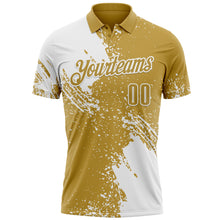 Load image into Gallery viewer, Custom White Old Gold 3D Pattern Design Abstract Brush Stroke Performance Polo Shirt
