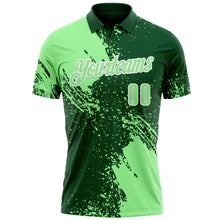 Load image into Gallery viewer, Custom Pea Green Green-White 3D Pattern Design Abstract Brush Stroke Performance Polo Shirt
