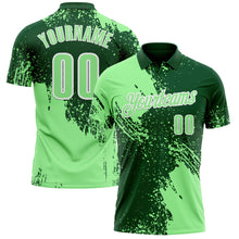 Load image into Gallery viewer, Custom Pea Green Green-White 3D Pattern Design Abstract Brush Stroke Performance Polo Shirt
