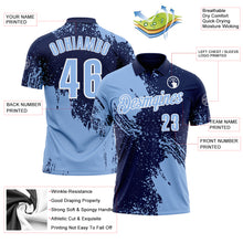 Load image into Gallery viewer, Custom Light Blue Navy-White 3D Pattern Design Abstract Brush Stroke Performance Polo Shirt
