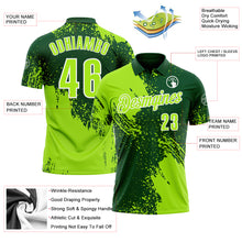 Load image into Gallery viewer, Custom Neon Green Green-White 3D Pattern Design Abstract Brush Stroke Performance Polo Shirt
