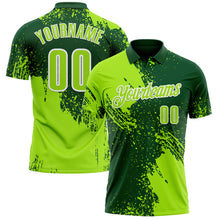 Load image into Gallery viewer, Custom Neon Green Green-White 3D Pattern Design Abstract Brush Stroke Performance Polo Shirt
