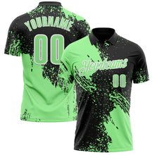 Load image into Gallery viewer, Custom Pea Green Black-White 3D Pattern Design Abstract Brush Stroke Performance Polo Shirt
