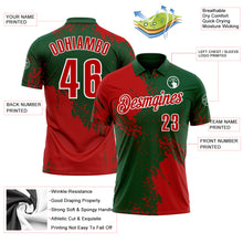 Load image into Gallery viewer, Custom Red Green-White 3D Pattern Design Abstract Brush Stroke Performance Polo Shirt
