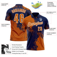Load image into Gallery viewer, Custom Texas Orange Navy-White 3D Pattern Design Abstract Brush Stroke Performance Polo Shirt
