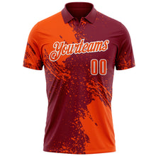 Load image into Gallery viewer, Custom Orange Crimson-White 3D Pattern Design Abstract Brush Stroke Performance Polo Shirt
