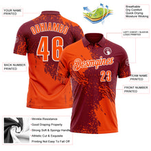 Load image into Gallery viewer, Custom Orange Crimson-White 3D Pattern Design Abstract Brush Stroke Performance Polo Shirt
