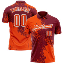 Load image into Gallery viewer, Custom Orange Crimson-White 3D Pattern Design Abstract Brush Stroke Performance Polo Shirt
