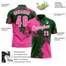 Load image into Gallery viewer, Custom Pink Green-White 3D Pattern Design Abstract Brush Stroke Performance Polo Shirt
