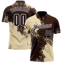 Load image into Gallery viewer, Custom Cream Brown-White 3D Pattern Design Abstract Brush Stroke Performance Polo Shirt
