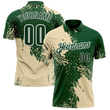 Load image into Gallery viewer, Custom Cream Green-White 3D Pattern Design Abstract Brush Stroke Performance Polo Shirt
